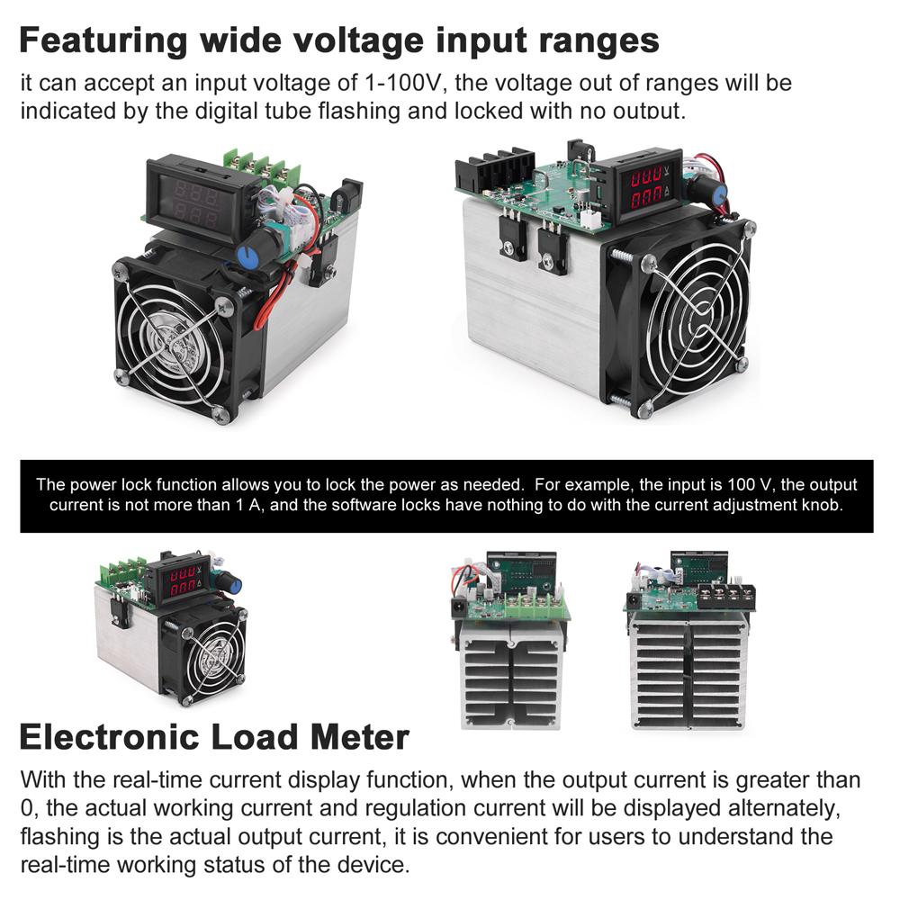 100W verbessertes elektronisches Lastmessgerät 1 100V Eingangsspannung LED-Anzeige mit Stromsperre Stromanzeige Temperatur