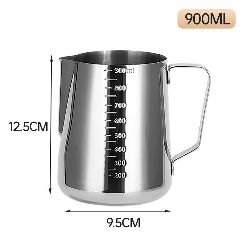 304 Stainless Steel Latte Art Milk Frothing Jug - Embossed Spout for Perfect Foam