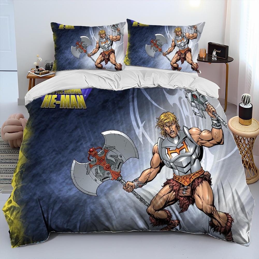 He-Man und die Masters of the Universe Bettdecken-Bettwäsche-Set, Bettbezug, Bettbezug, Kissenbezug, Queen-Size-Bettwäsche-Set