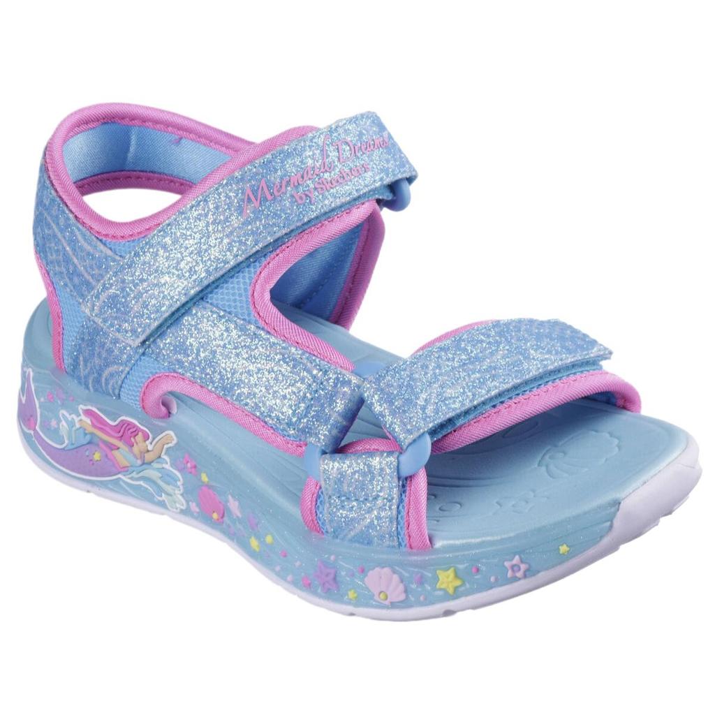 Skechers Kids Magical Collection Fashion Trend Comfortable Shock Absorption Breathable Low Top Sandals Kids Sandals Blue 303108L-BLMT