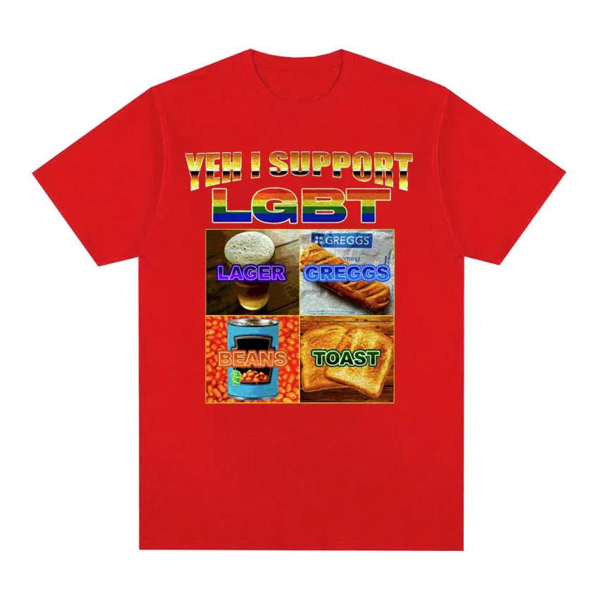 LGBT Lager Greggs Beans Toast Pride Funny Meme Parody T-shirts Men's Clothing Harajuku Vintage Classic T Shirt Unisex Streetwear