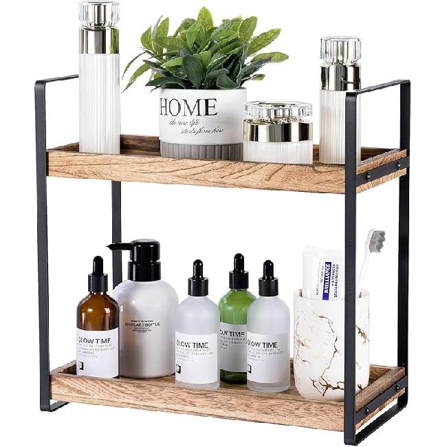 Bathroom Counter Organizer and Storage - Kitchen Countertop Organizer for Bathroom Sink and Coffee Bar, 2-Tier Vanity Counter Tray Shelf for Restroom 2-Tier