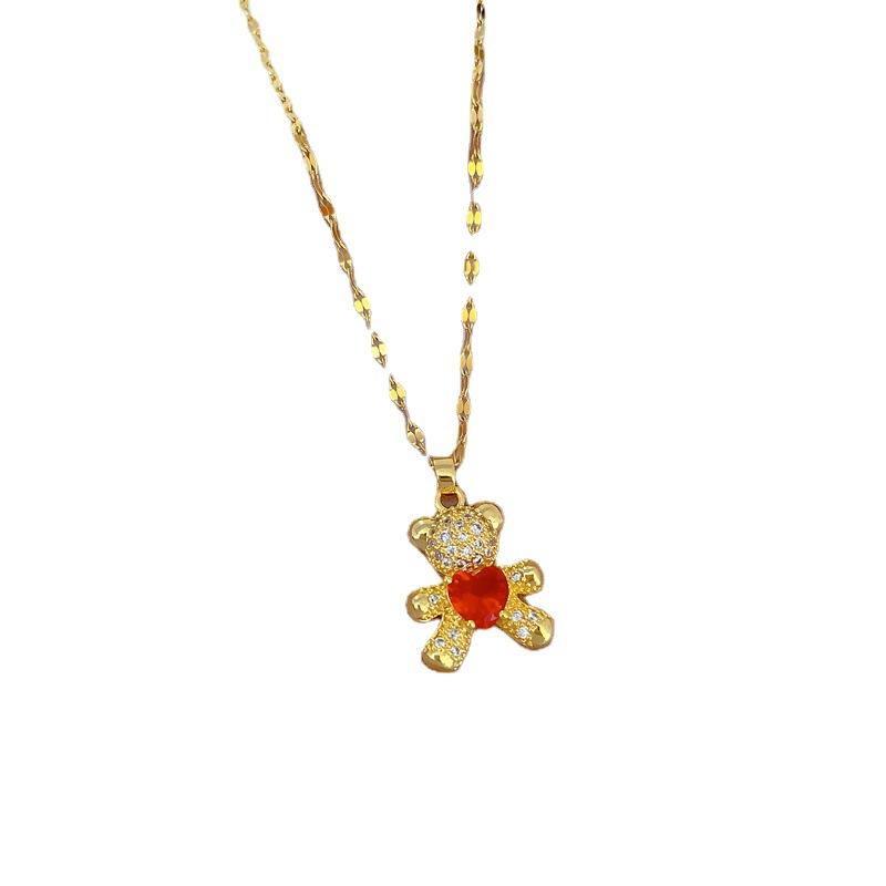 Light Luxury Love Bear Zircon Light Luxury Design Versatile Korean Style Niche Design Live Necklace