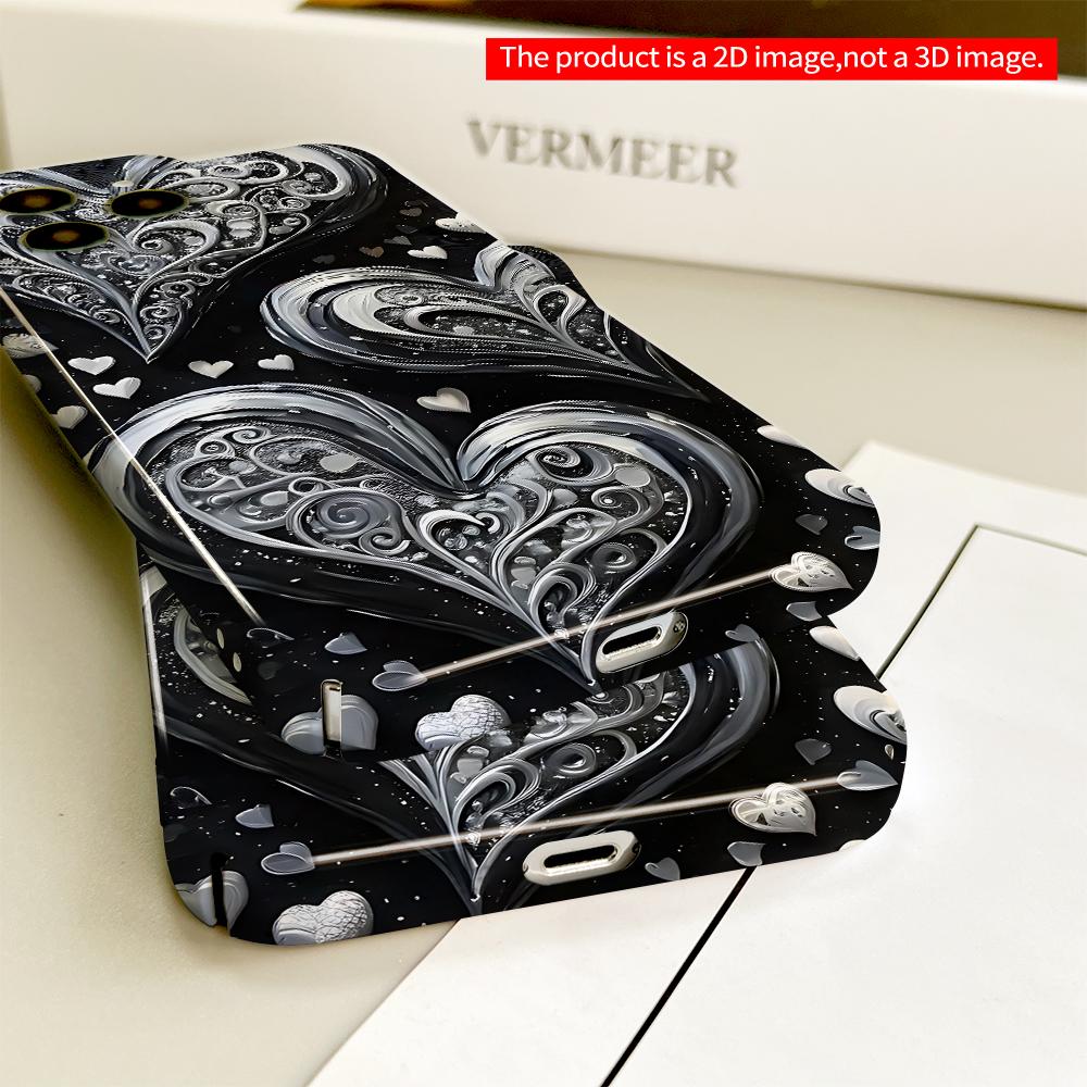 Elegant Silver Hearts Abstract Design Phone Case All inclusive film hard phone case, compatible with iPhone 18 Pro Max 17 16 15 14 13 12 11