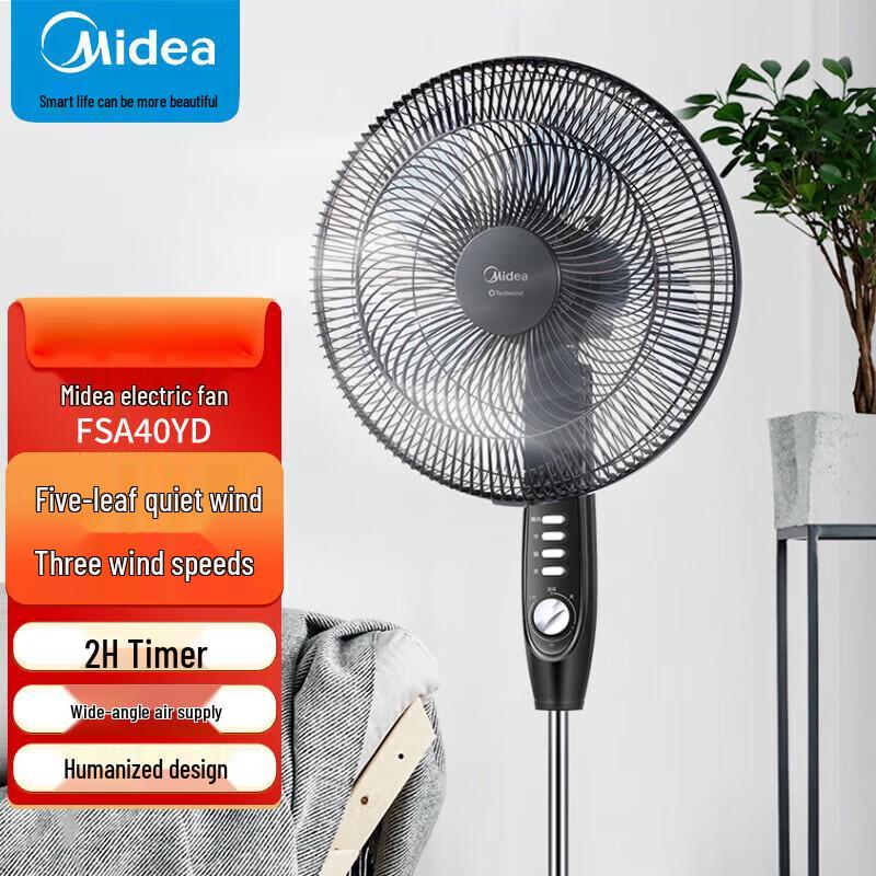 Midea 16-inch 5-Blade Adjustable Pedestal Fan CN plug (adapter included)
