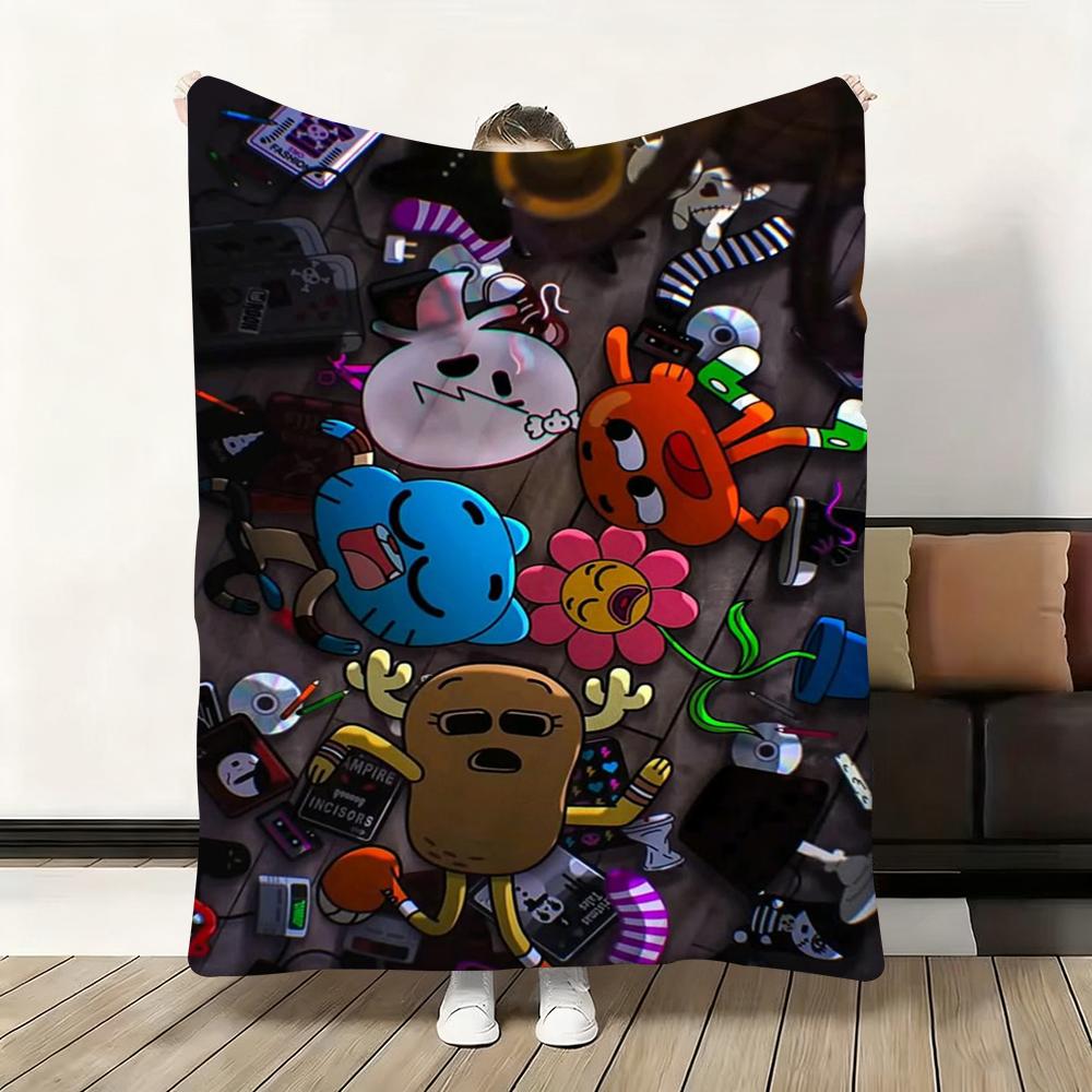 

The Amazing World of Gumball Cartoon Throw Thick Flannel Blanket Lightweight Warm Cozy Skin-Friendly Throw for Bed Winter Use 75x90cm