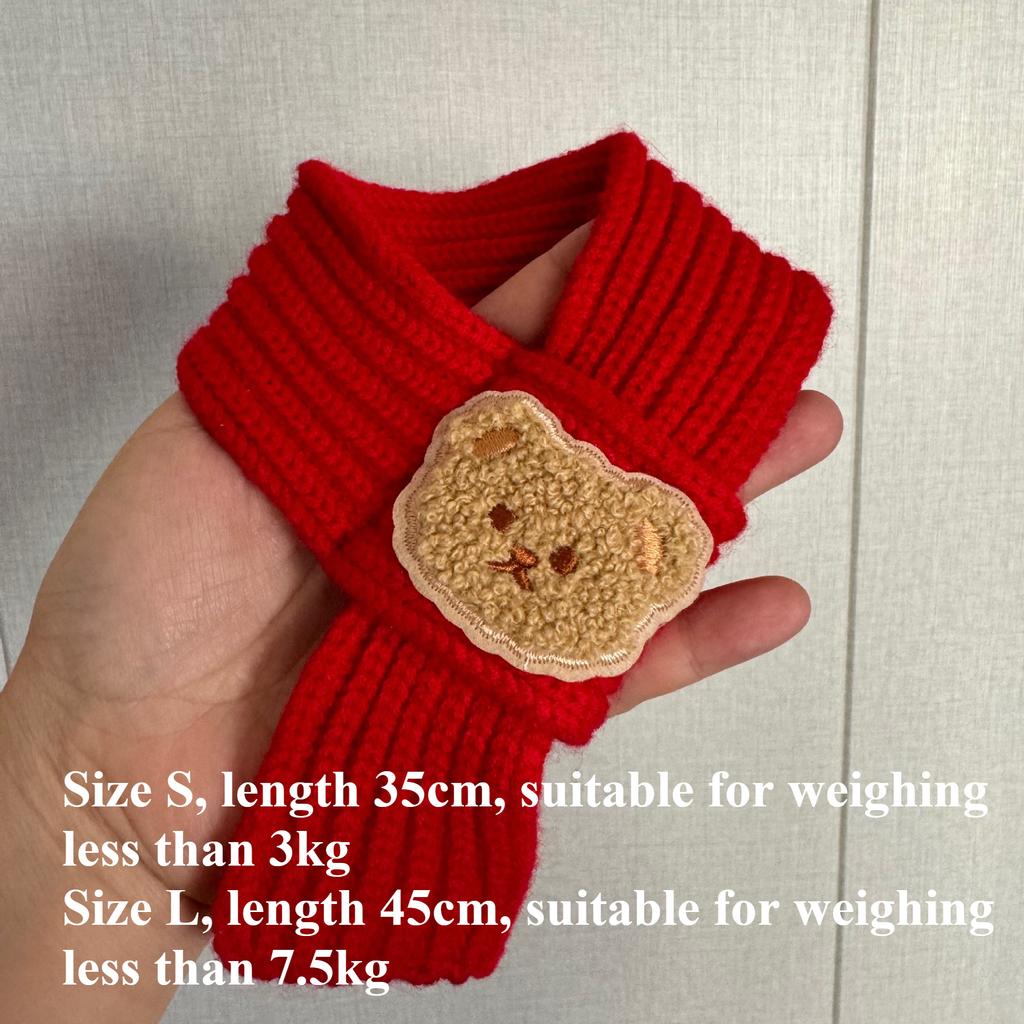 Cat Dog Scarf Cartoon Bear Print Warm Prevent Detachment Pet Neck Scarf for Small Dogs Puppy Kitten New Year's Christmas Gifts