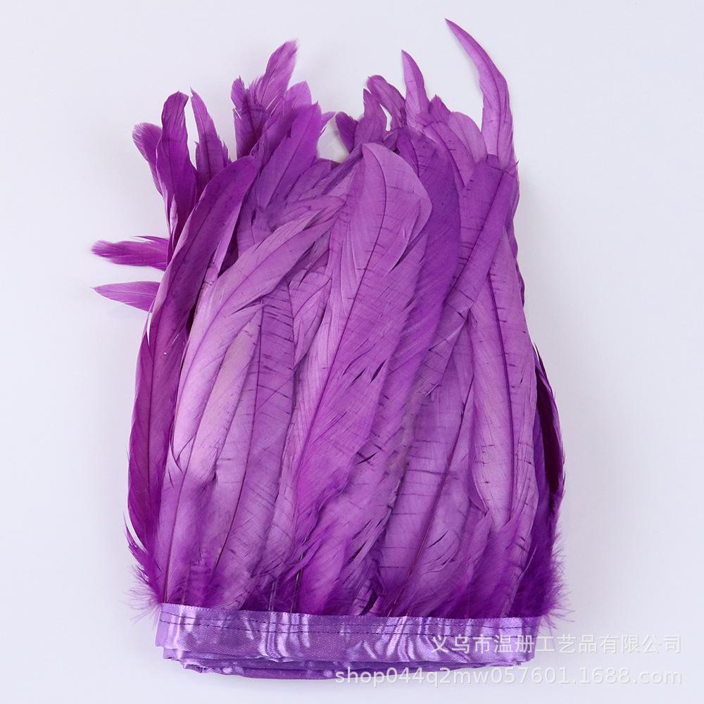 25-30Cm Dyeing Purple Tail Cloth Edge Clothing Accessories Pendant Handicraft Material Chicken Feather Cloth Belt Diy