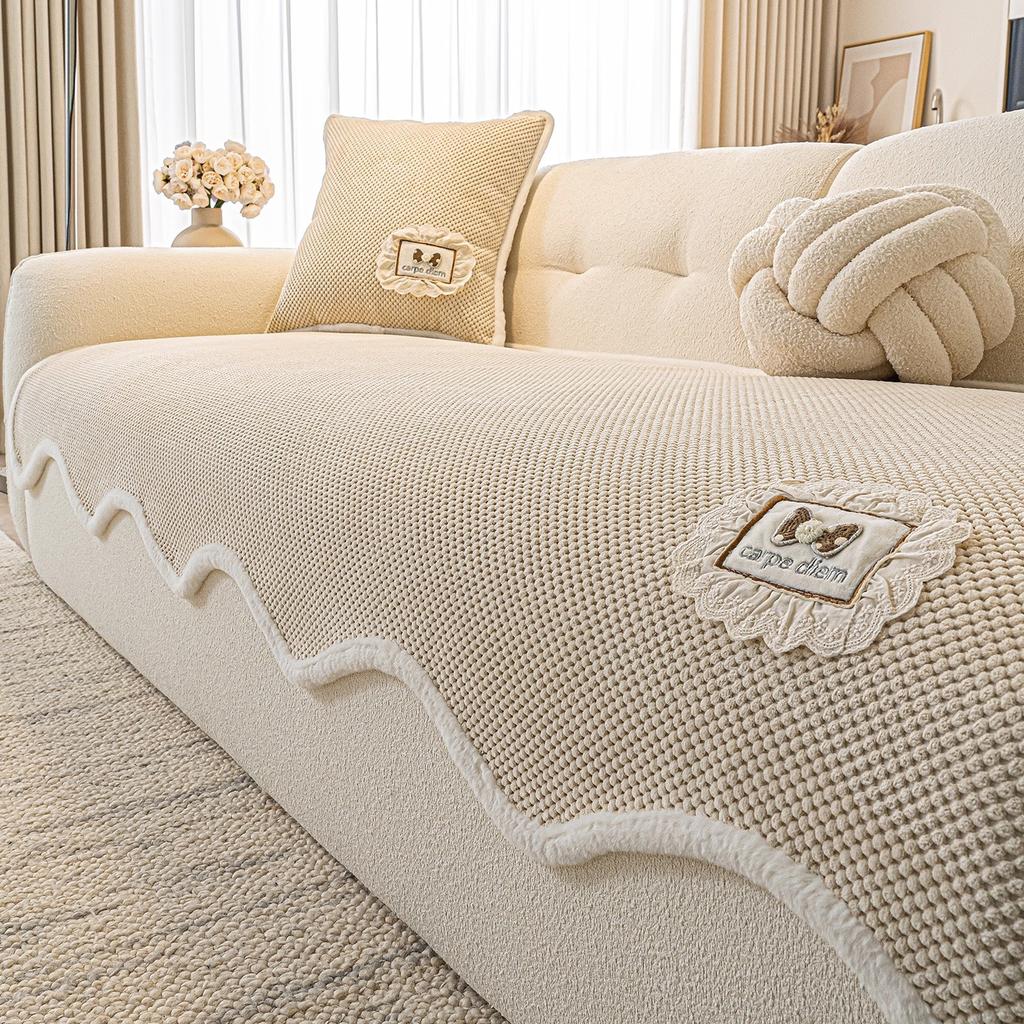 Cream wind special-shaped sofa cushion universal in all seasons 2025 new irregular sofa seat cushion fixed non-slip cover cloth towel
