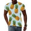 Summer Round Neck 3D Fun Fruit Pattern Print Top Fashionable Casual Short Sleeved Men's T-shirts