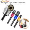 3 buc. Adaptor priză cu unghi de 105 grade, grad de impact, unelte de mână electrice, set de extensie pentru șofer, suport pentru șurubelniță, accesorii pentru piuliță de găurit