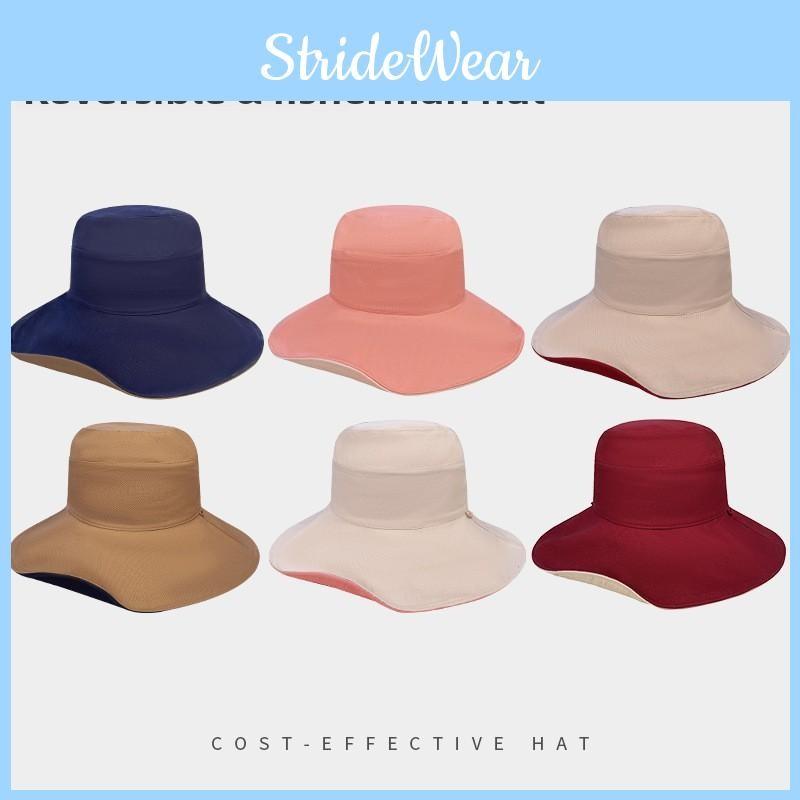 Reversible Brim Wide Sun Hat With Solid Color Design For Summer Casual Use