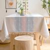 Custom Tablecloth Modern Simple Fabric Striped Tablecloth Party Splicing Tassel Cotton And Linen Dust Table Mat