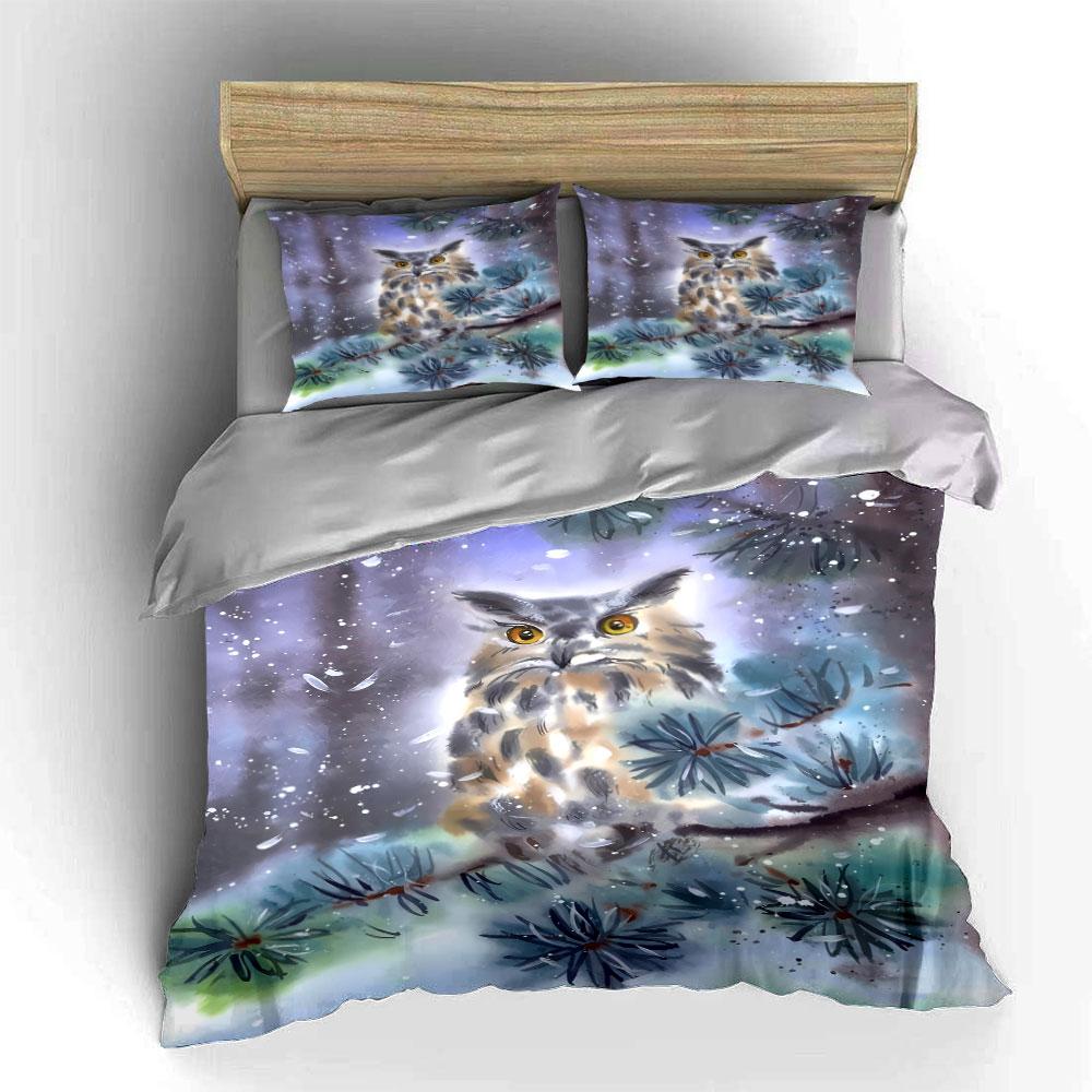 Owl with Pine Branches. Bedding Sets Duvet Cover Sets Duvet Covers Pillowcases(1* Duvet Cover 2* Pillowcases Without Duvet Insert)