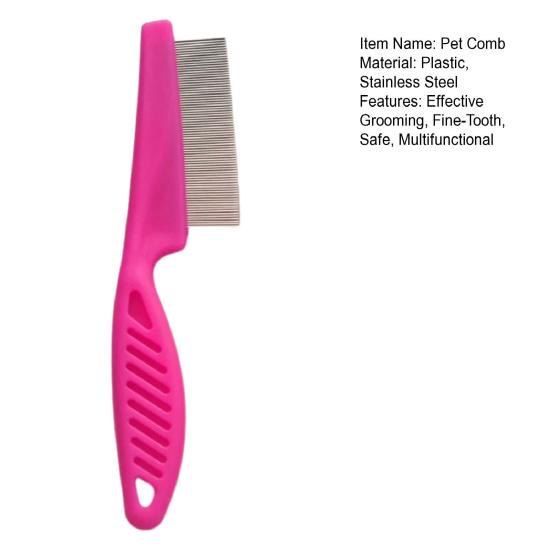 Pet Grooming Comb Stainless Steel Fine-Tooth Pet Hair Comb Multifunctional Flea Comb Debris And Tear Stain Removal Tool for Dogs Cats