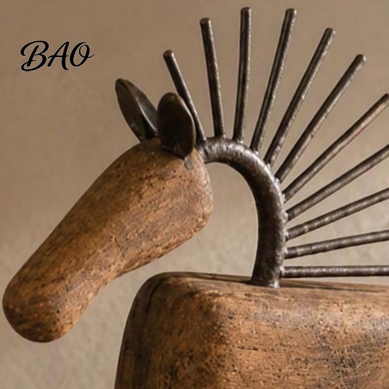 Unique Horse Silhouette Statue Vintage Figurine, Rustic Farmhouse Sculpture, Folk Art Table Ornaments Tabletop Ornament for Home Shelf Mantel Entryway