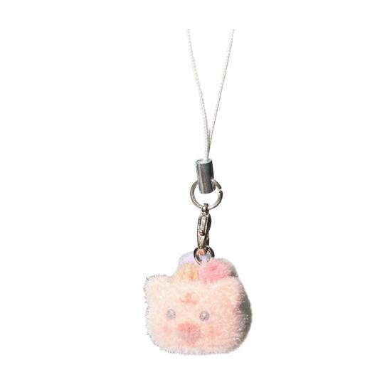 

Decorative Pendant with Lanyard Flocked Cake Dog Pig Bear Shape Keychain Bag Charm Mobile Phone Hanging Ornament Little Pig
