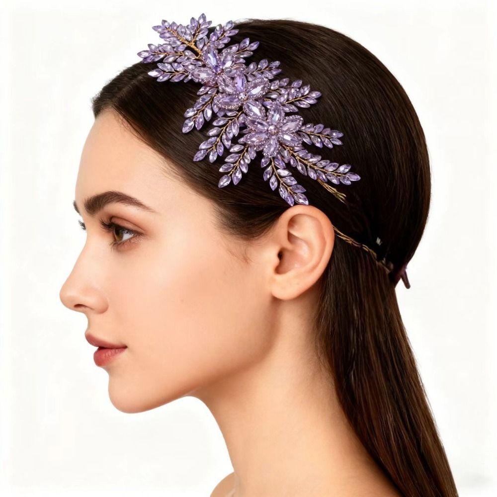 Sparkling Wedding Headband Leaf Design Handmade Bride Crown Tiaras DIY Rhinestone Flower Wedding Hair Accessories Bridal Party