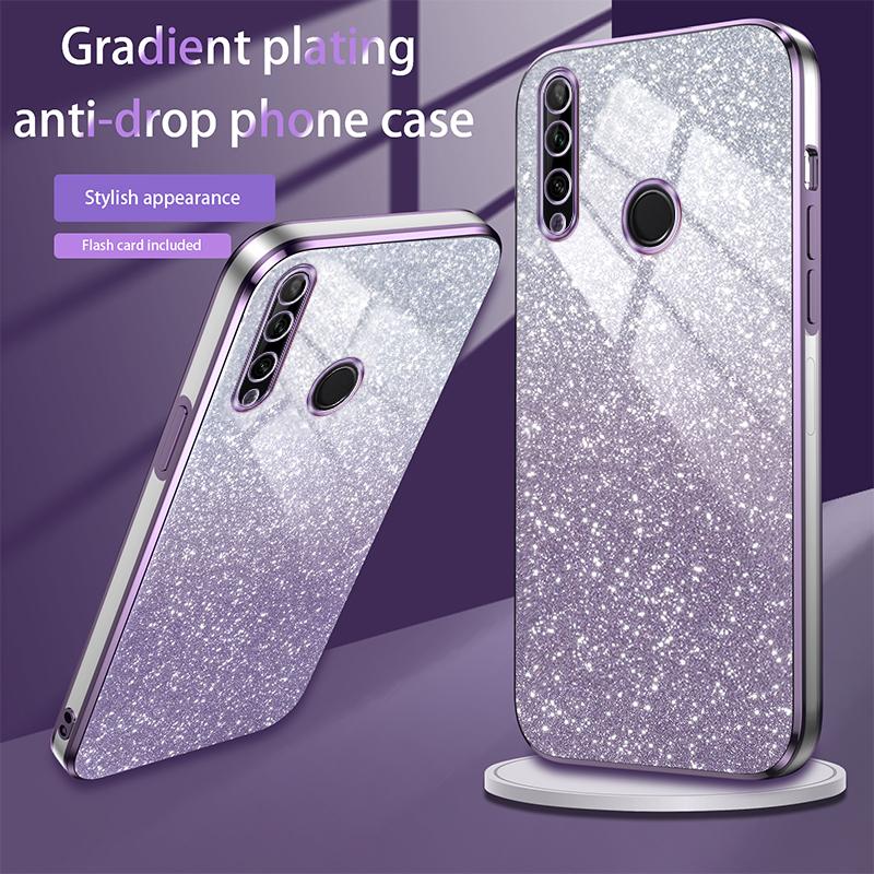 Shiny Glitter Plating Silicone Case for Huawei Y9 Prime Y7 2019 Coque Camera Lens Soft Back Cover