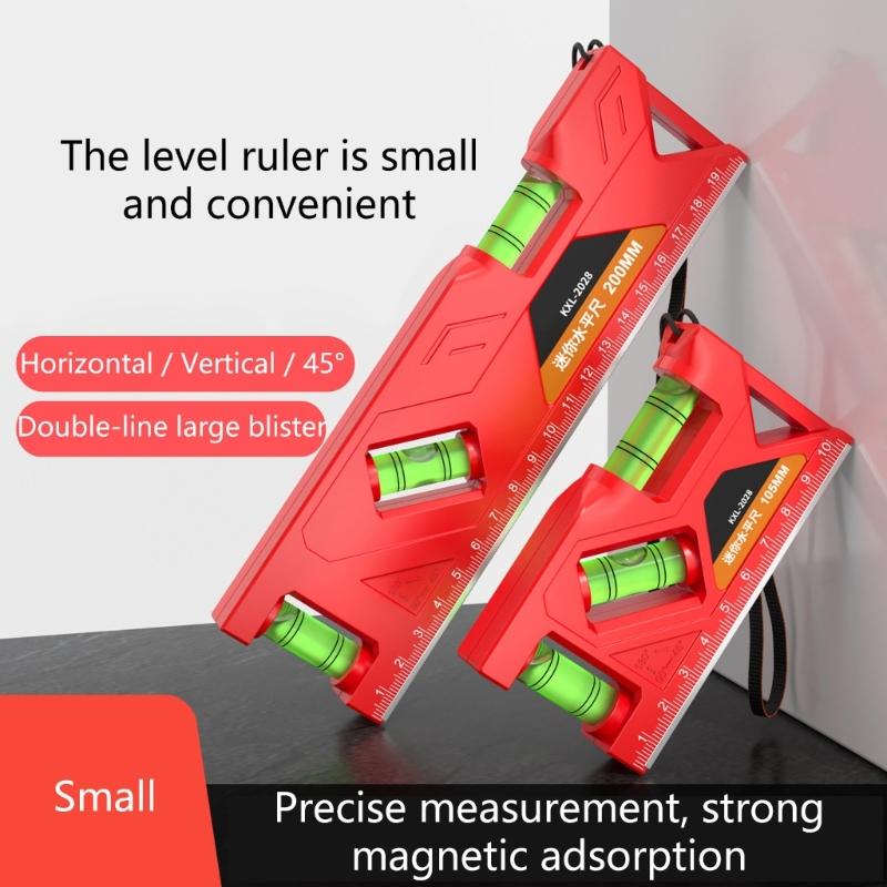 Magnetic Torpedos Level and Ruler, 180/90/45/45 Degree Bubble,Horizontals Ruler Spirits Level for Woodworking