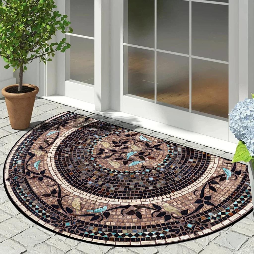 Entrance Carpet Home Door Entry Mat Outdoor Garden Decorative Carpets Luxury Welcome DoorMats Semi-circular Rug Tapete De Entra