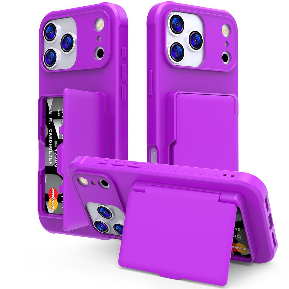 Apple 17 Pro Max Anti-Drop Mirror Stand Case with Side-Opening Card Holder