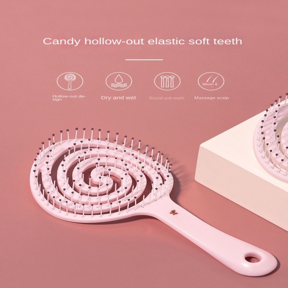 Hanging Hole Solid Color Hair Brush Mosquito Coil  Shape Scalp Massage Comb  Hair Accessories