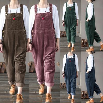 Women Jumpsuit Solid Color Large Pockets Student Loose Sleeveless Jumpsuit for Daily Wear