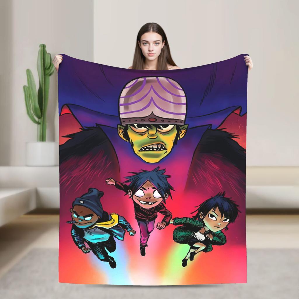 Gorillazs Flannel Blanket Winter Band Rock Warm Throw Blanket for Children Home Decor Graphic Bedspread Sofa Bed Cover