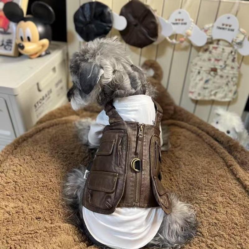 

Spring Dogs Jackets Luxury Designer Schnauzer Small Breed Dogs Clothes Bichon Teddy Workwear Strap Vest Puppy Jackets York 2-2.5KG темно-коричневого