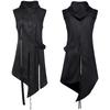 Sleeveless Loose Hooded Gothic Rock Black Vest Handsome Men's Stage Performance Costume Cosplay Cloth