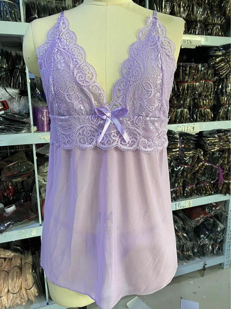 Women's Sexy Lace Sling V-Neck Nightdress