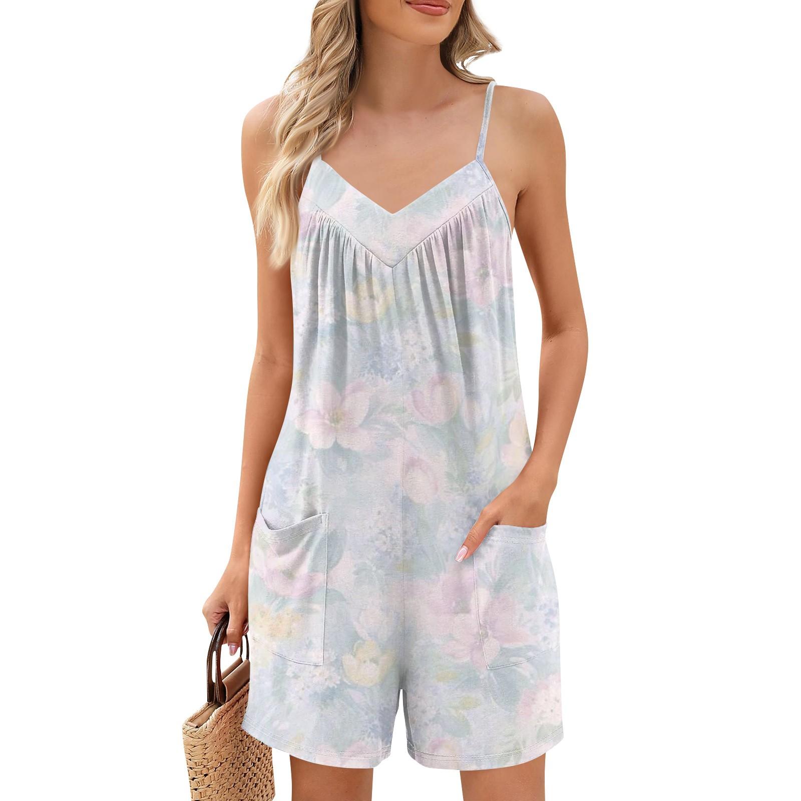 Combinaison,Sexy Moulante Femmes Combinaison Col En V Barboteuse Sans Manches Body élégant