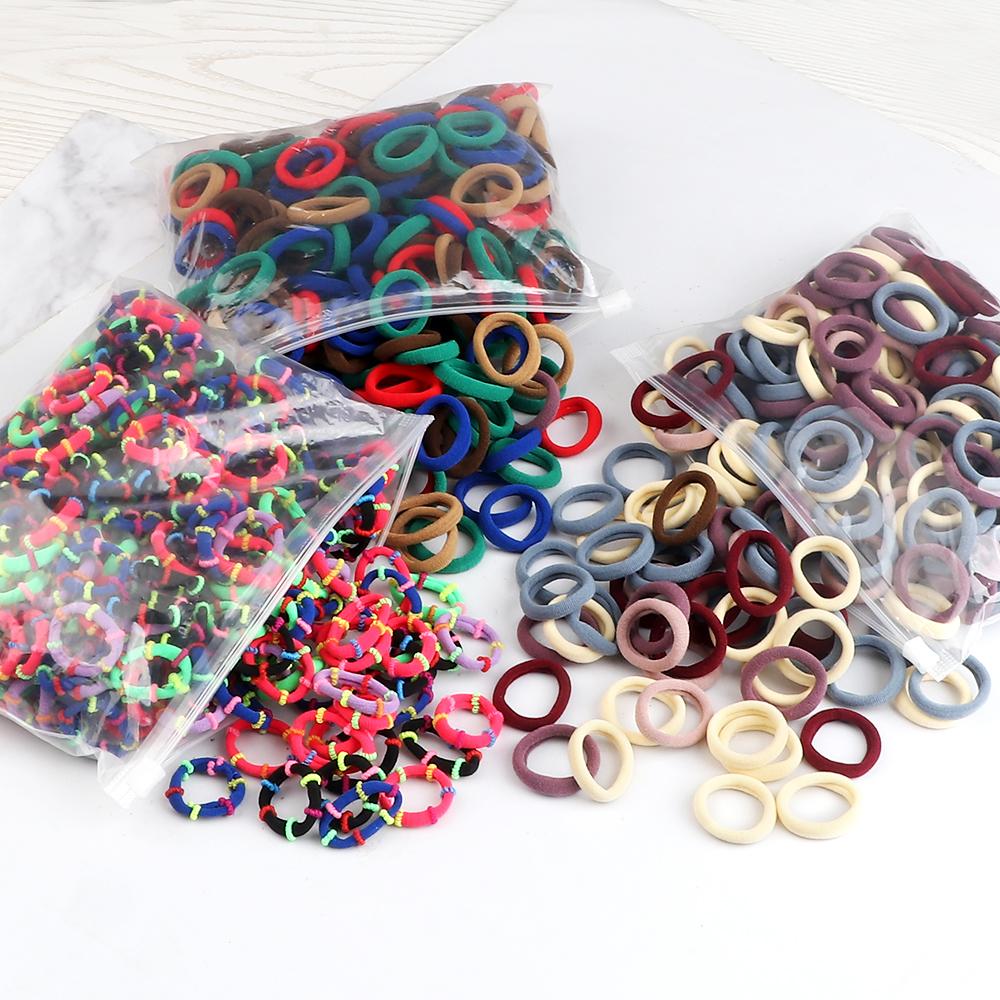 50/100PCS Hair Bands For Kids Baby Girls 3cm High Elastic Mixed Colors Headband Scrunchies Headwear Hair Accessories Gift Holder