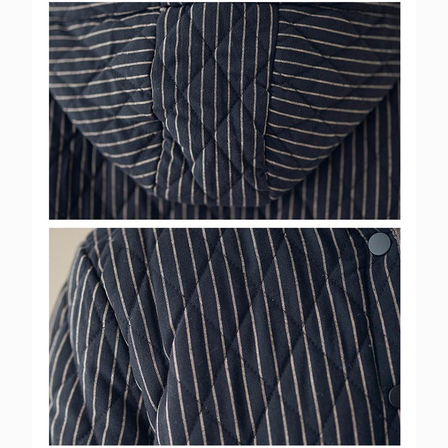 Casual Winter Jackets Stripe Hooded Quilted Thicken Coats Women's Clothing Large Size Long Parkas Winter Cotton Coats