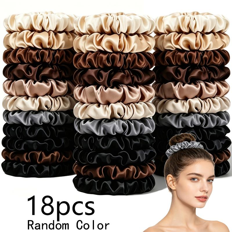 Satin Scrunchies Solid Color Hair Ties Elegant Hair Ring For Women Elastic Ponytail Holder Hair Accessories