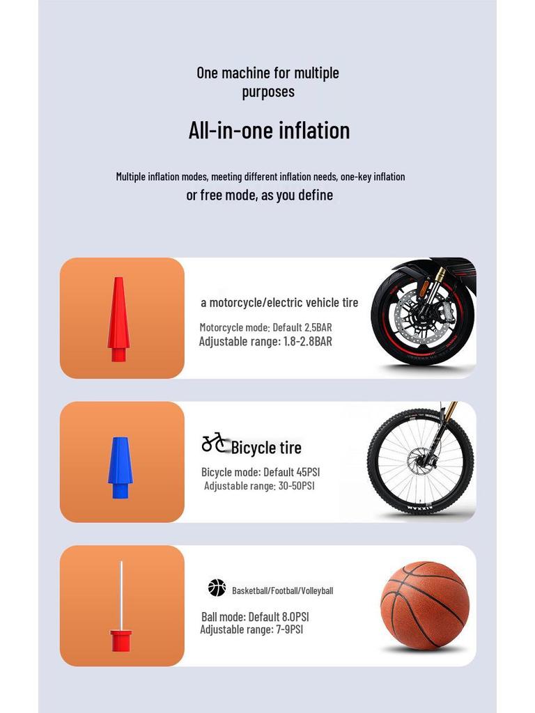 Multi-function Portable Car Air Pump for Cross-Border and Household Use