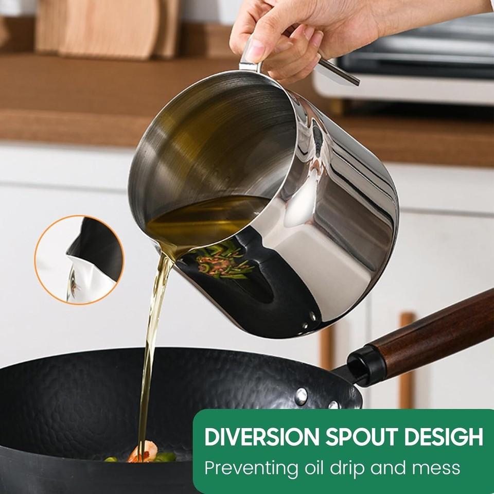 1.5L/2L Oil Filter Pot with Strainer and Frying Basket 304 Stainless Steel Oil