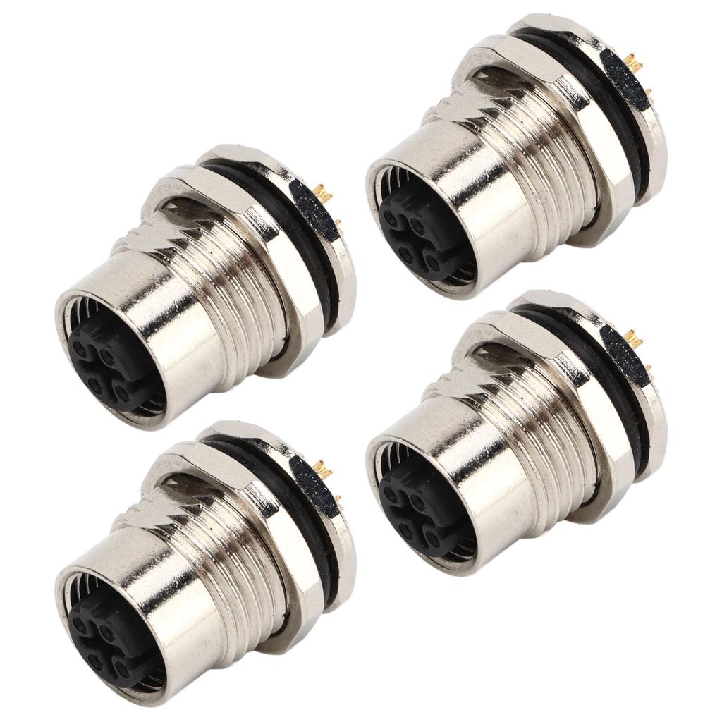 M12 4-poliger D-Typ Buchsen-Chassisstecker UV-beständig für Sensoren Aktuatoren Motoren Schienenverkehr