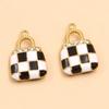 Gold-Enamel Double-Sided Stainless Steel Pendant with French-Style Beauty Accessories Design
