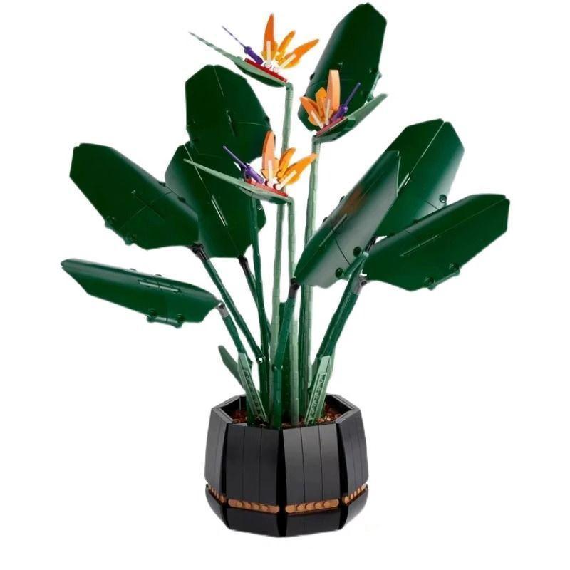 Kreativa 8 buketter av eviga blommor, rosor, orkidéer, suckulenter, byggklossar, bonsai-leksaker, presenter till flickor och barn
