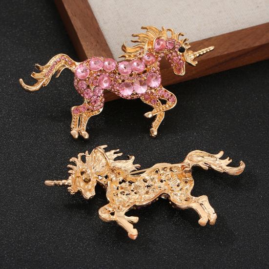 Brooch Pin Horse Design Enamel Pin with Imitation Crystals Enamel Faux Pearls Fairy Tale Brooch Artistic Accessories