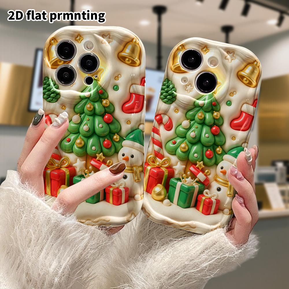 Phone Case: 2D Flat Design, Fits iPhone 18, 17, 16, 15, 14, 13 Pro, Christmas Christmas Tree, Christmas Halloween, Perfect Holiday Gift