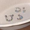 Colorful Zirconium Titanium Steel Stud and U-Shaped Ear Cuff Earrings for Women