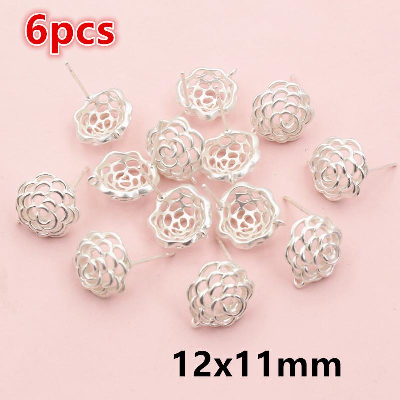 6-10pcs Brass Metal Flower Studs Earrings Pins DIY Earrings Stud Hooks Jewelry Making Accessories Findings