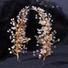Alloy Leaf Shape Pearl Hair Accessory Headband Handmade Hair Pin for Women Bridal Party Wedding Hairstyle Decoration