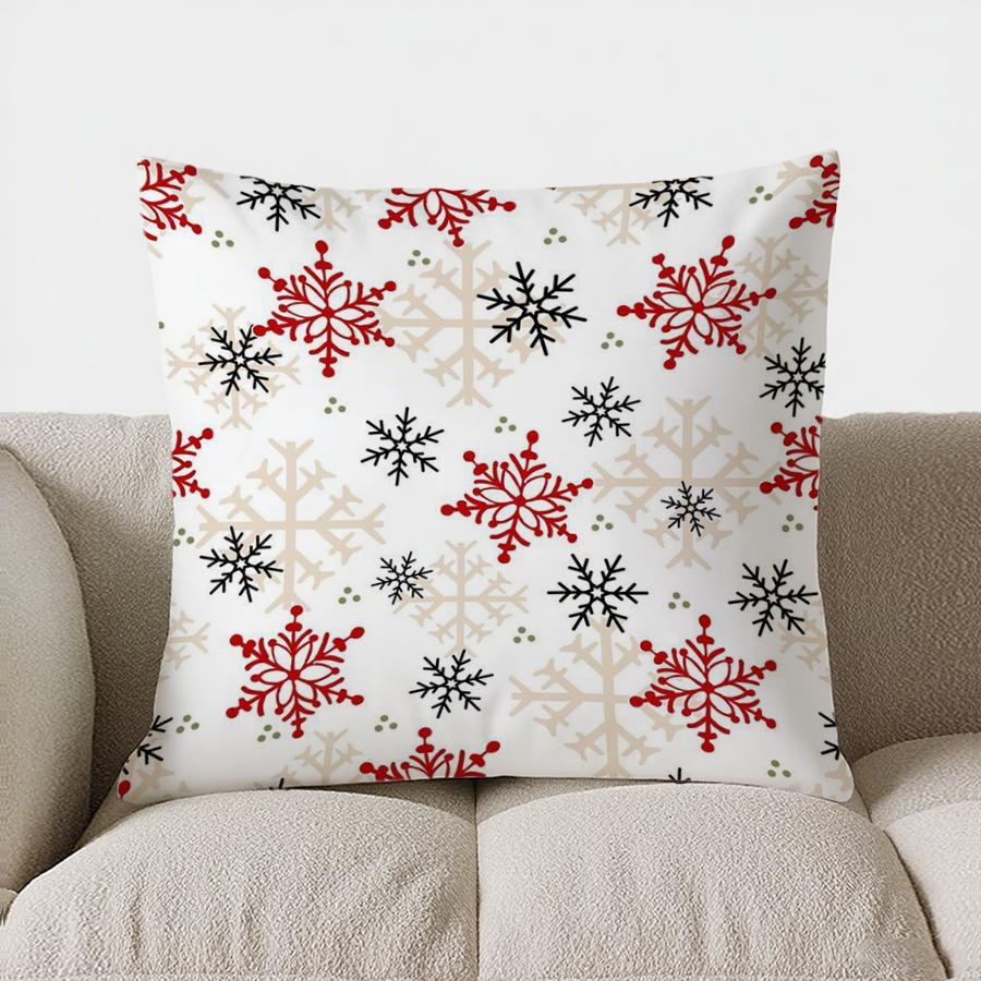Home Decor Christmas Snowflake Pattern Decorative Pillow Pattern Cushion Cover Suitable For Sofa Bedroom Car Pillow Cover