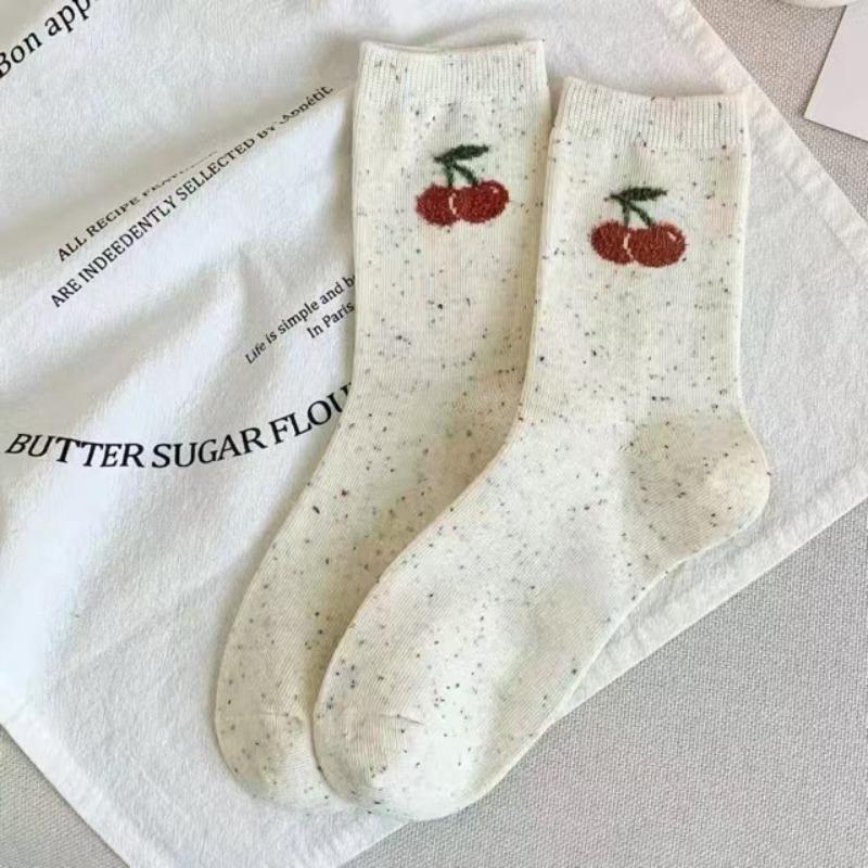 10pairs Socks for Women, Mid-calf Socks, Spring and Autumn Style, Little Bear, Ins Cartoon, Japanese Color Dot Socks