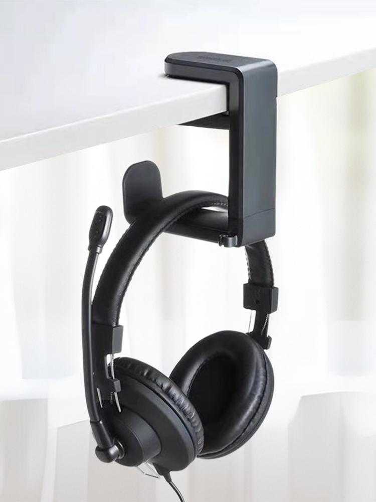 Headphone Stand Desk with 360 Degree Swivel & Cable Clip Organizer Clamp-On Headphone Holder Headphone Hook for PC Desktop