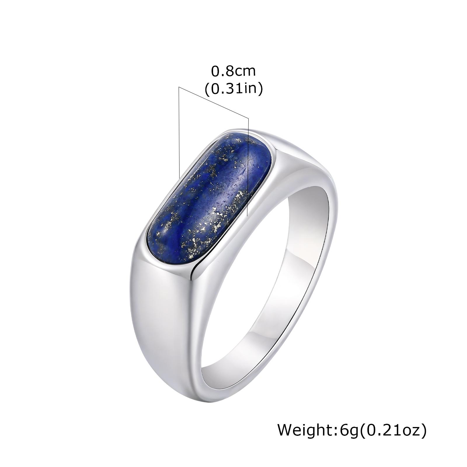 

Vintage Lapis Lazuli Natural Stone Ring for Men, High Polished Stainless Steel Ring, Punk Fashion Jewelry Gift Wholesale 7